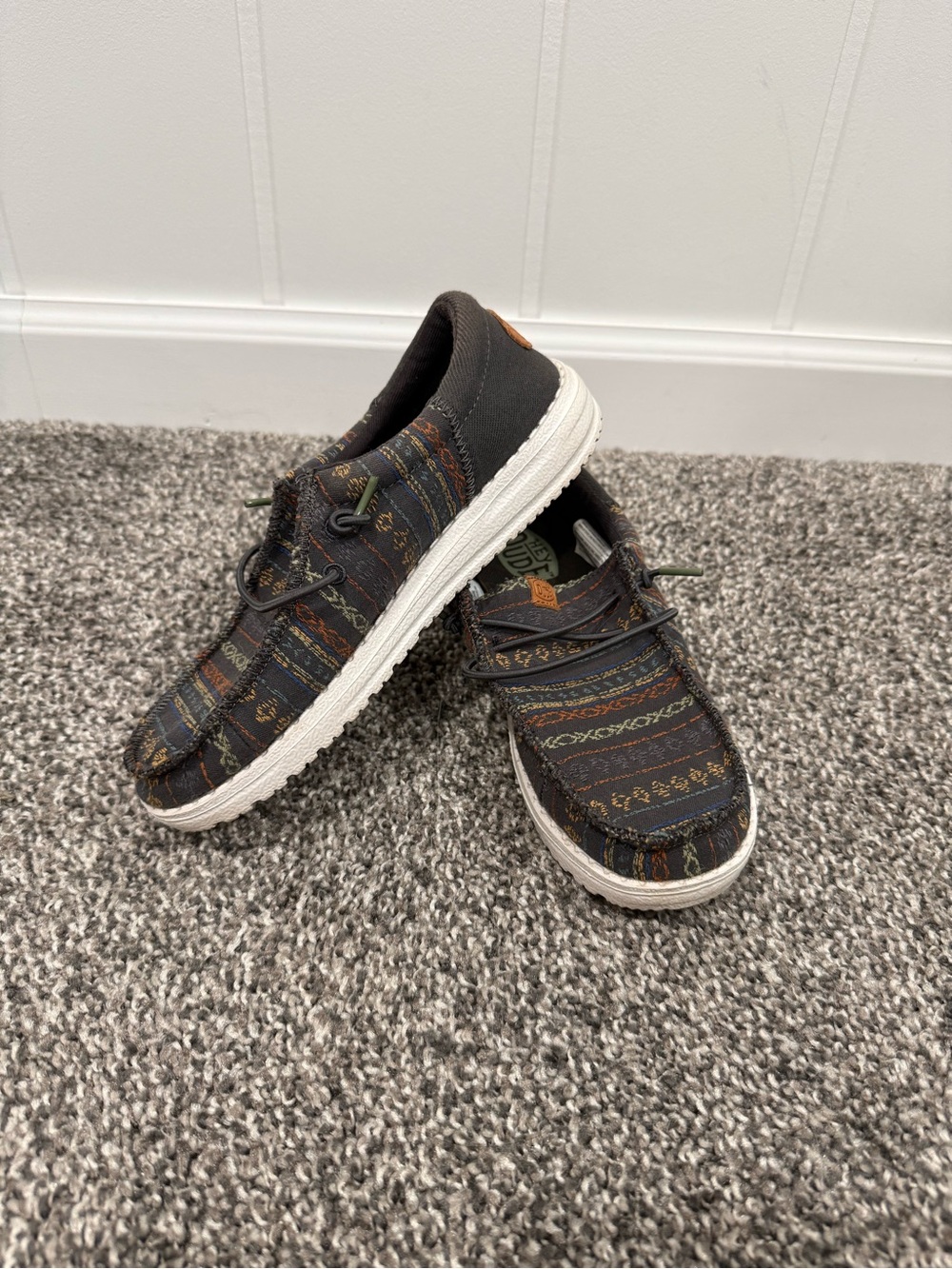 Hey Dude Kids Slip-On Sneakers in Black with Multicolor Stripes